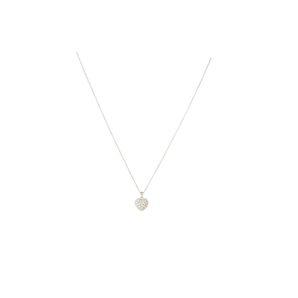 Unbranded Sterling Silver Pave Heart Necklace